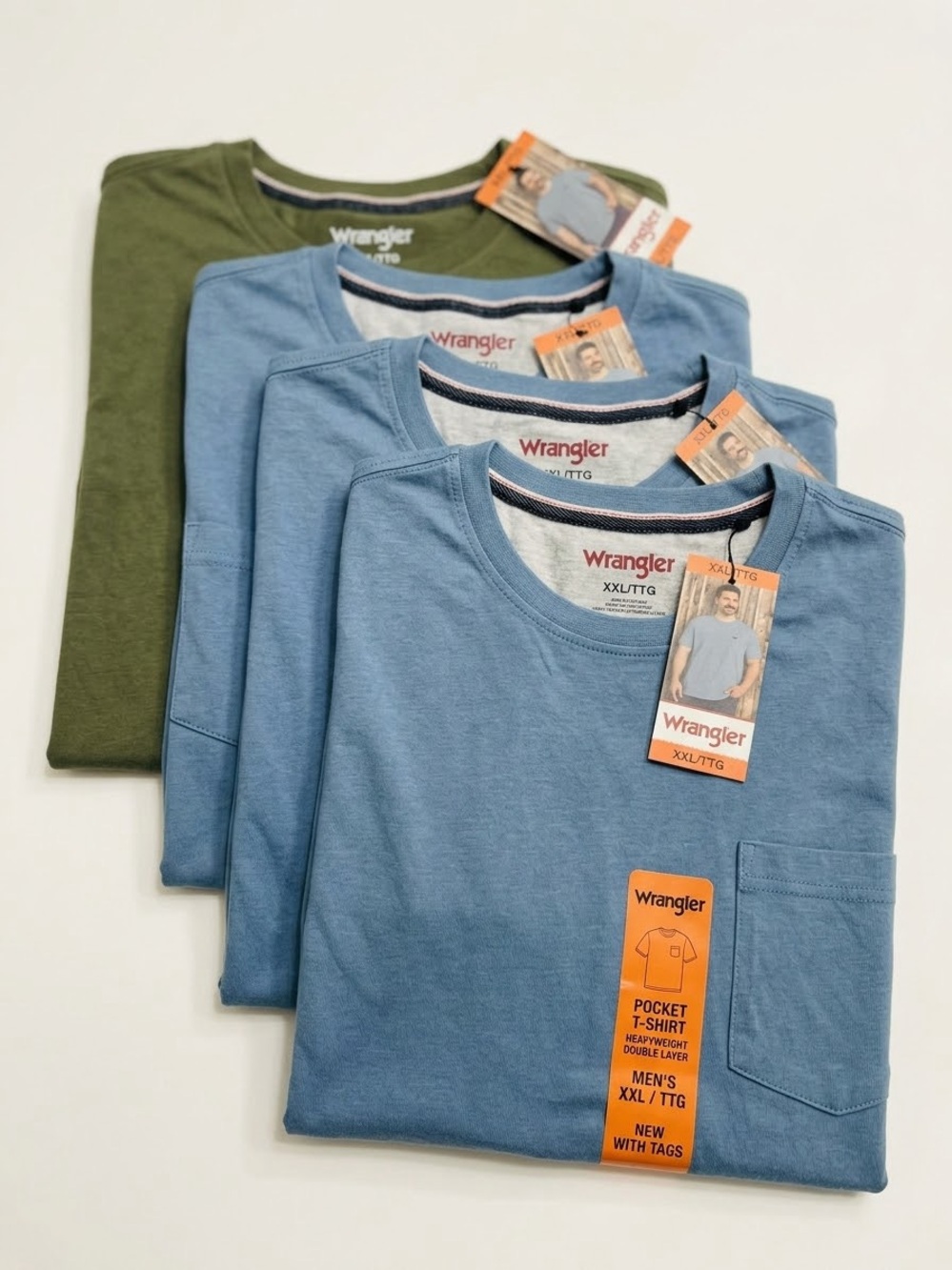 NWT Wrangler Heavyweight Double-Layer Pocket Tee Lot of 4 - XXL